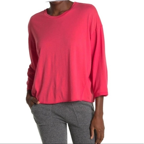 SUNDRY Pink Hibiscus Tee Shirt Crewneck Soft Cotton Modal - Picture 1 of 2